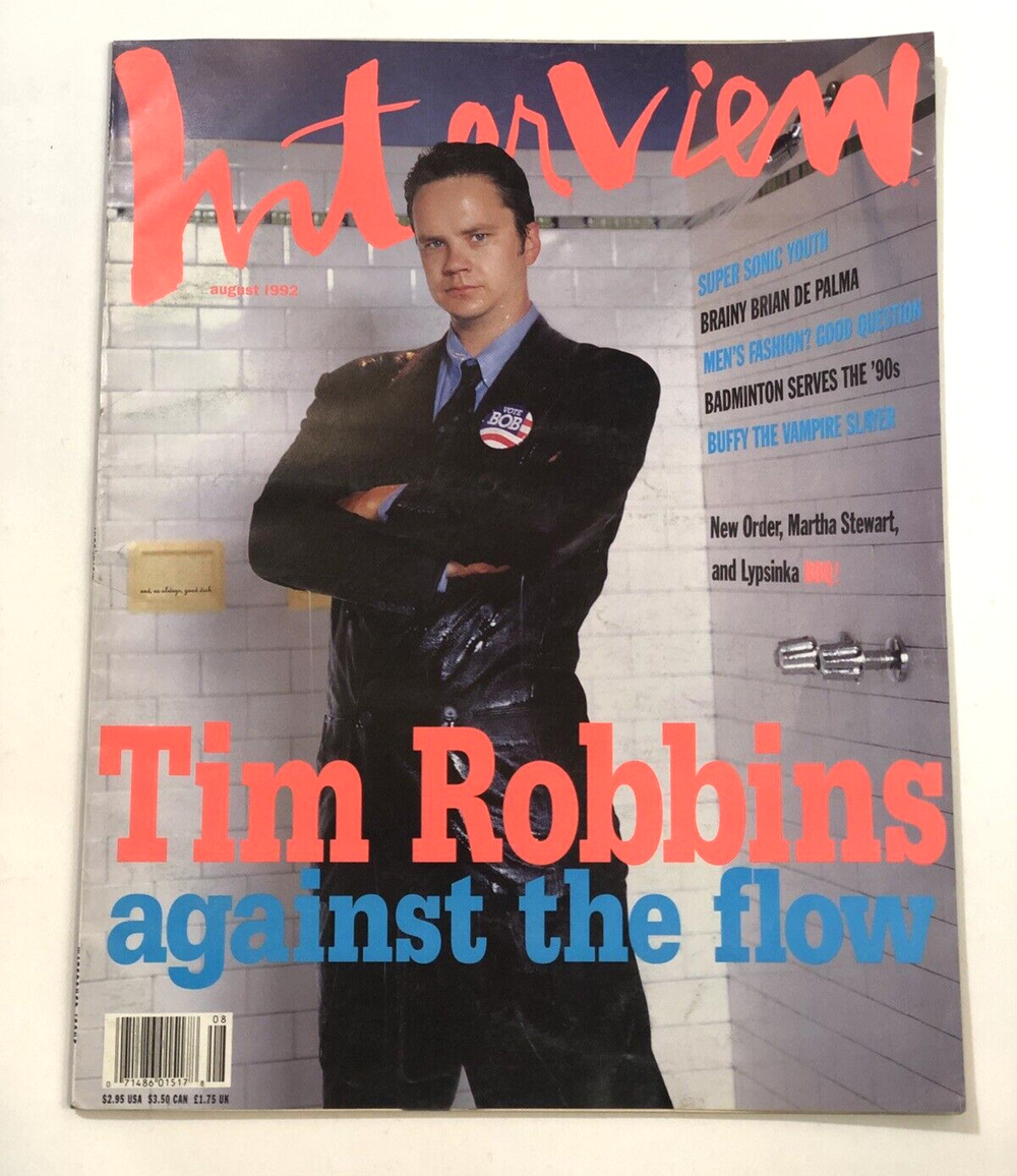 INTERVIEW Magazine, TIM ROBBINS, Sonic Youth, Martha Stewart, LYPSINKA August 92